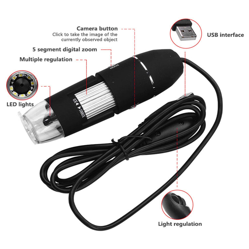 wendeekun Microscope, USB Microscope Industrial Accessories, Portable Magnification, Builtin 8 LED Lights, for Phone Repair Jewelry Appraisal