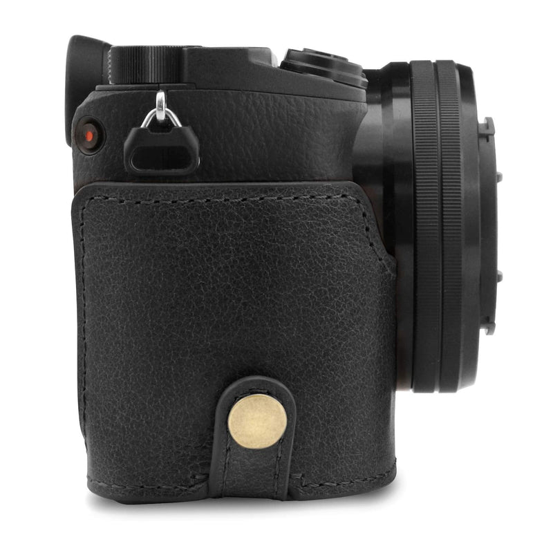 MegaGear Ever Ready Genuine Leather Camera Half Case Compatible with Sony Alpha A6100, A6400 Black