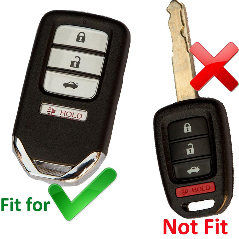 Alegender Black Rubber Key Fob Cover Case Remote Holder for 2017 2018 2019 2020 Honda Civic Si Accord Sport Ridgeline CR-V CR-Z Pilot 4 Buttons Smart Key