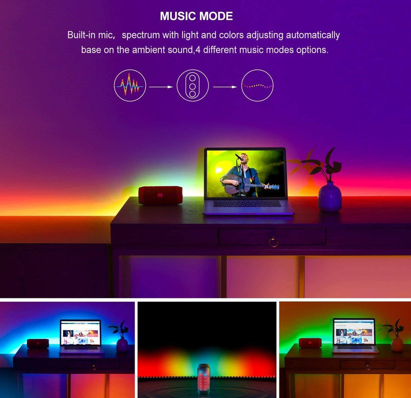 [AUSTRALIA] - LED Strip Lights Smart Color Changing Rope Lights 32.8ft/10M SMD 5050 RGB Light Strips with Music Controller Sync to Music Apply for TV, Bedroom and Home Decoration 10 