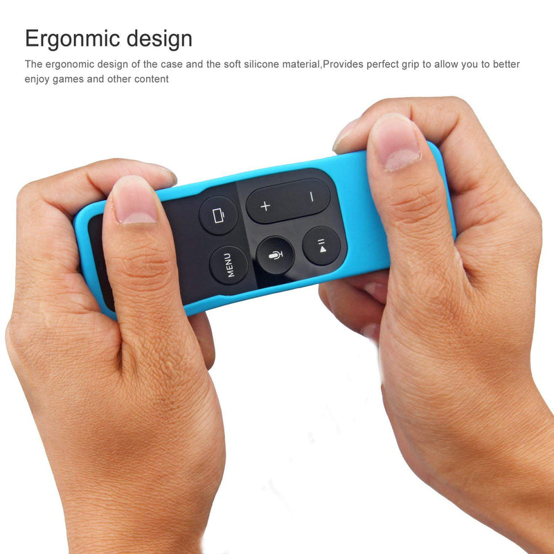HONONJO Remote Case for Apple TV 4th Generation, Light Weight Anti Slip Shock Proof Silicone Remote Cover Case for Apple TV 4th Gen Siri Remote Controller(Blue) Blue
