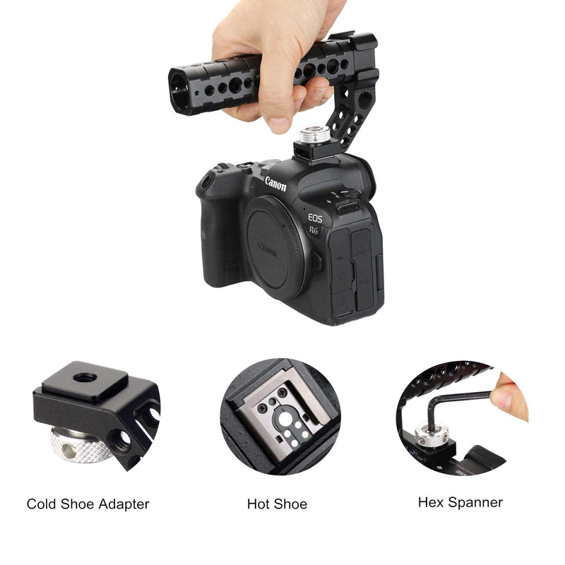 MAGICRIG Hot Shoe Top Handle Grip with Cold Shoe Mounts for Canon R6 Camera to Mount Microphone, Monitor, LED Light aluminum alloy grip