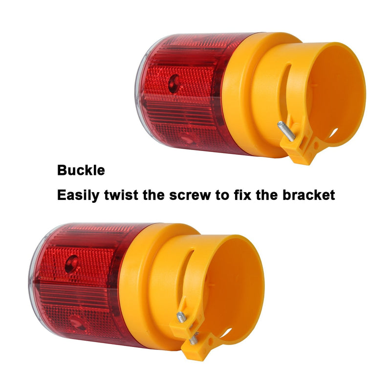 Qooltek Solar Powered Emergency LED Strobe Warning Light Garden Lamp Flashing Barricade Safety Sign Road Construction Signs Flash Traffic Lights Flicker Beacon Lamps (Red) Red