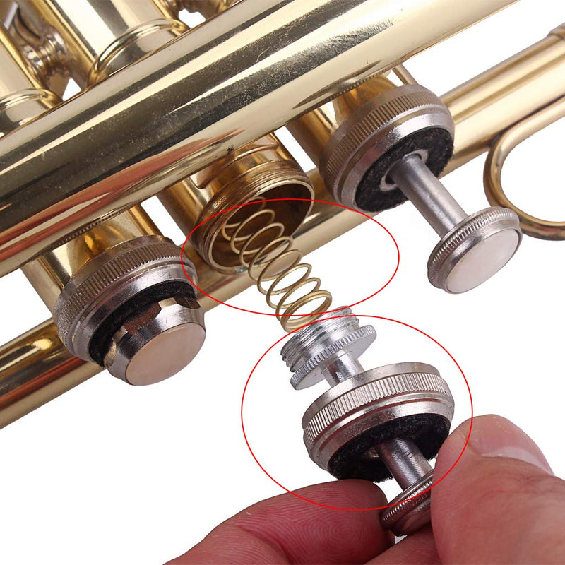 Alnicov 6pcs Set Trumpet Spring Musical Insturment Repair Parts Screw Cap Cover for Trumpet Accessory