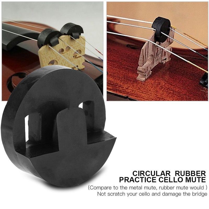 Cello Mute, Round Rubber Practice Mute Upgrade Spare Part for Cello Musical Instruments Black Cello Accessory
