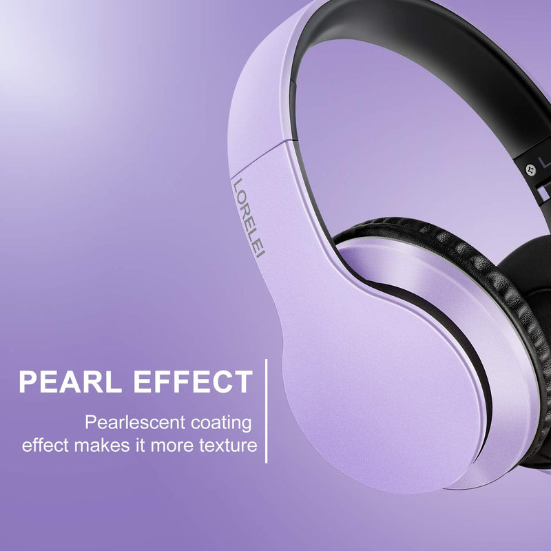 LORELEI X6 Over-Ear Headphones with Microphone, Lightweight Foldable & Portable Stereo Bass Headphones with 1.45M No-Tangle,Wired Headphones for Smartphone Tablet MP3 / 4 (Purple-Black) Dark Purple
