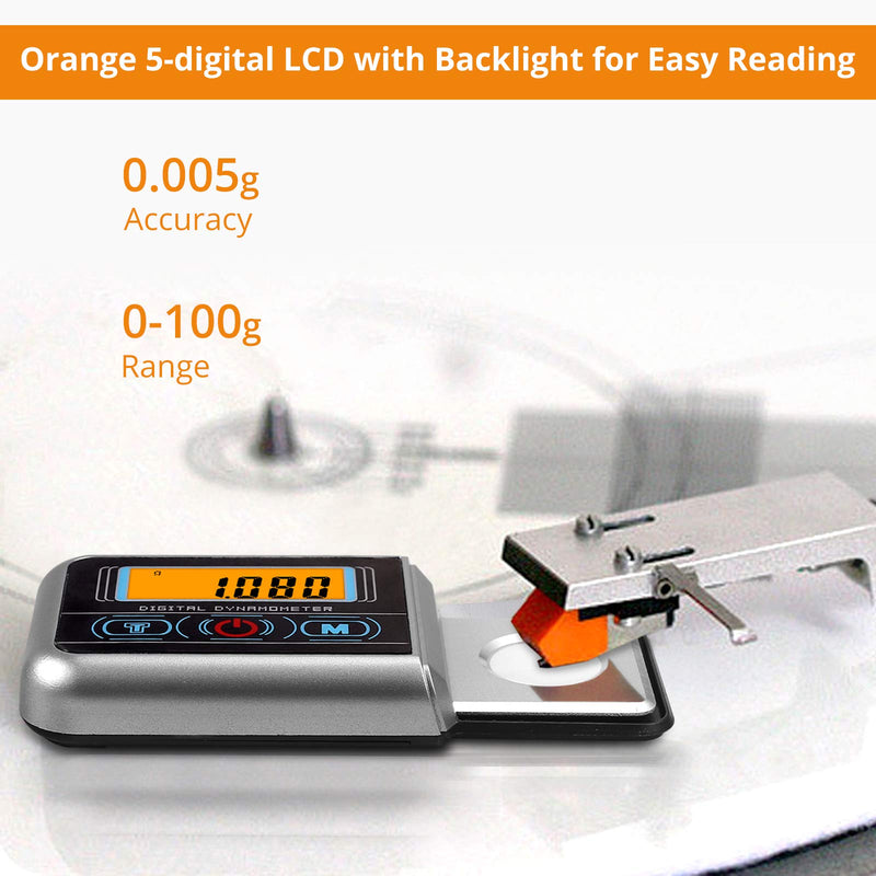 Neoteck 0.005g/100g Professional Turntable Stylus Force Gauge Scale with Backlight LCD for Tonearm Phono Cartridge, Nonmagnetic and High Precision