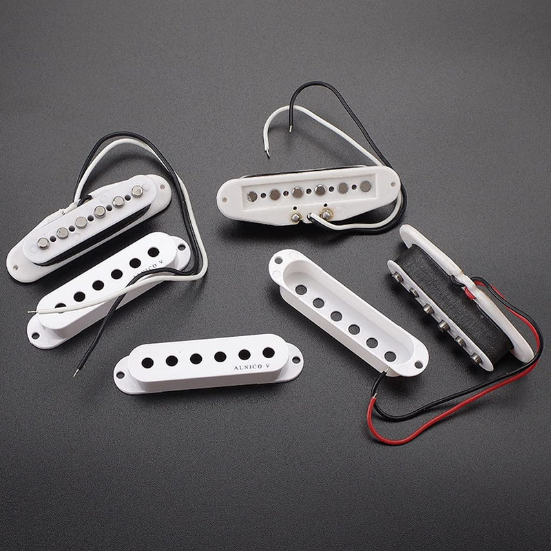 Alnicov 3PCS Guitar Single Coil Pickups,Neck Middle Bridge SSS Pickups Set for Strat ST Style Guitar Accessory(White)