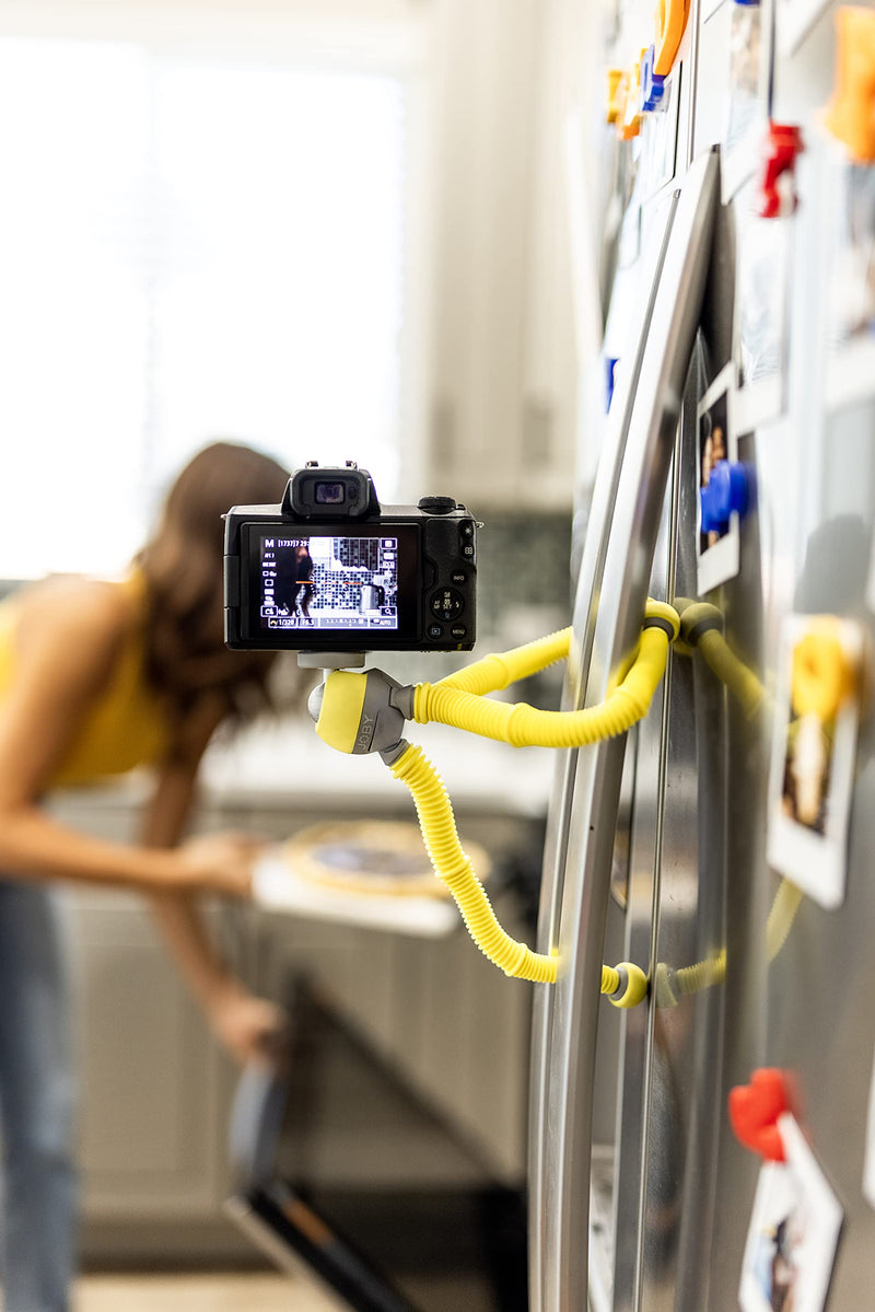 JOBY PodZilla Medium Kit, Tripod for Smartphones and Compact Mirrorless Cameras, Flexible Tripod with Ball Head and GripTight 360 Phone Mount Included, Devices up to 1 Kg, Yellow Medium Kit Yellow