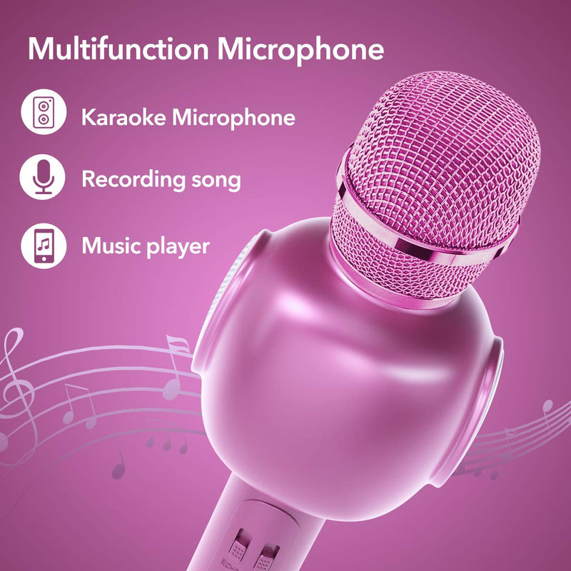 Wireless Microphone, Portable Handheld Bluetooth Karaoke Machine for Home KTV Outdoor Party, Kids singing (Purple)