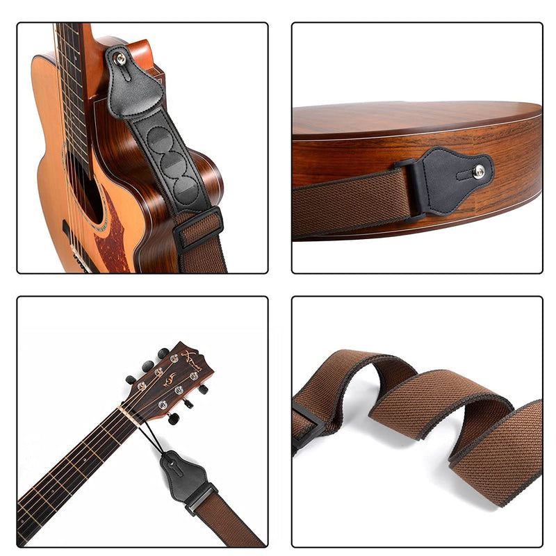 Guitar Strap With 3 Pick Pockets,Extra 5 Picks,Adjustable For Bass,Electric,Acoustic Guitars