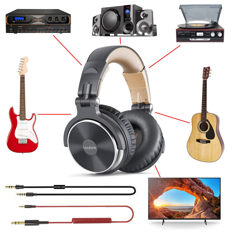 [AUSTRALIA] - Boytone BT-10BR Wired Over Ear Headphones Studio Monitor & Mixing DJ Stereo Headsets with 50mm Drivers and 1/4 to 3.5mm Audio Jack for Audio Mixer Computer, Phone, Guitar, Laptop, Amplifier 