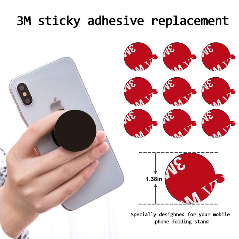 K TOMOTO [10 Pack] 3M VHB Sticky Adhesive Pads for Socket Mount Base, Duble Side Heat Resistant Strong Sticker Replacement Tape for Phone Collapsible Grip & Stand Back, 1.3 Inches, Black