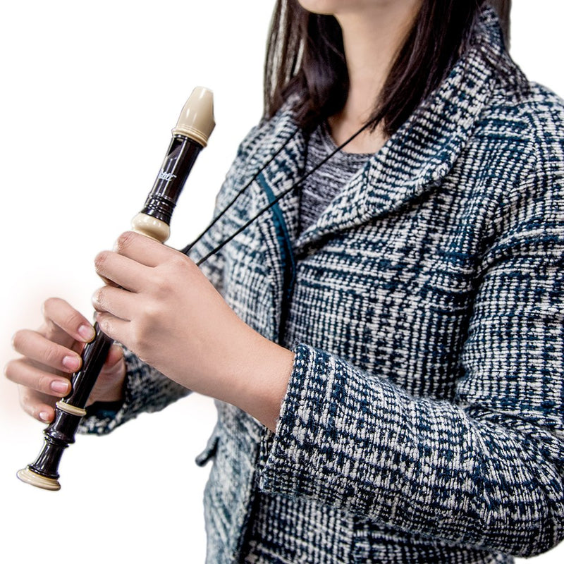 Paititi Soprano Recorder 8-Hole With Cleaning Rod + Carrying Bag, Transparent Blue Color, Key of C