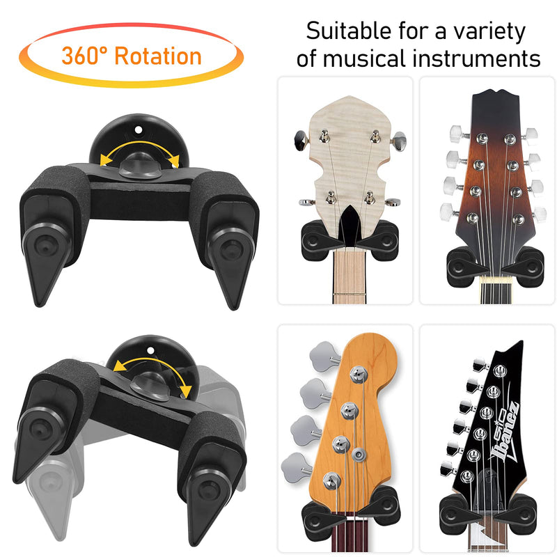 Yumzeco Guitar Wall Mount Auto Lock Guitar Hanger with Punch-Free Strong Adhesive,Guitar Holder Guitar Hanger Wall Mount Stand For Electric Acoustic Bass Guitar Ukulele Wall Mount,Guitar Accessories