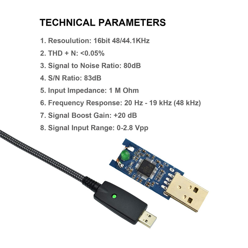 10FT Guitar to USB Cable Adapter, Mugteeve USB to 1/4" Electric Bass Guitar Cord for Recording, Quater Inch TS Male Jack to Computer USB Interface, Nylon Braided, OFC Shield, Plug-and-Play Connection USB TS
