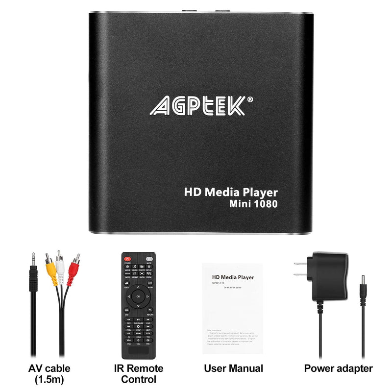 HDMI Media Player, Black Mini 1080p Full-HD Ultra HDMI Digital Media Player for -MKV/RM- HDD USB Drives and SD Cards
