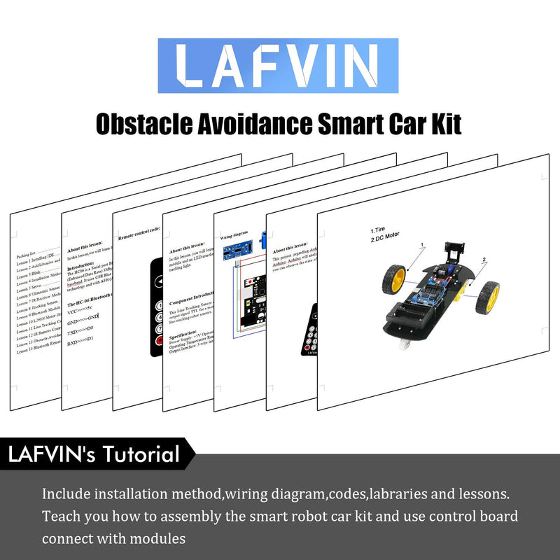 LAFVIN Smart Robot Car 2WD Chassis Kit with Ultrasonic Module R3 Board,Remote Compatible with Arduino IDE DIY Kit