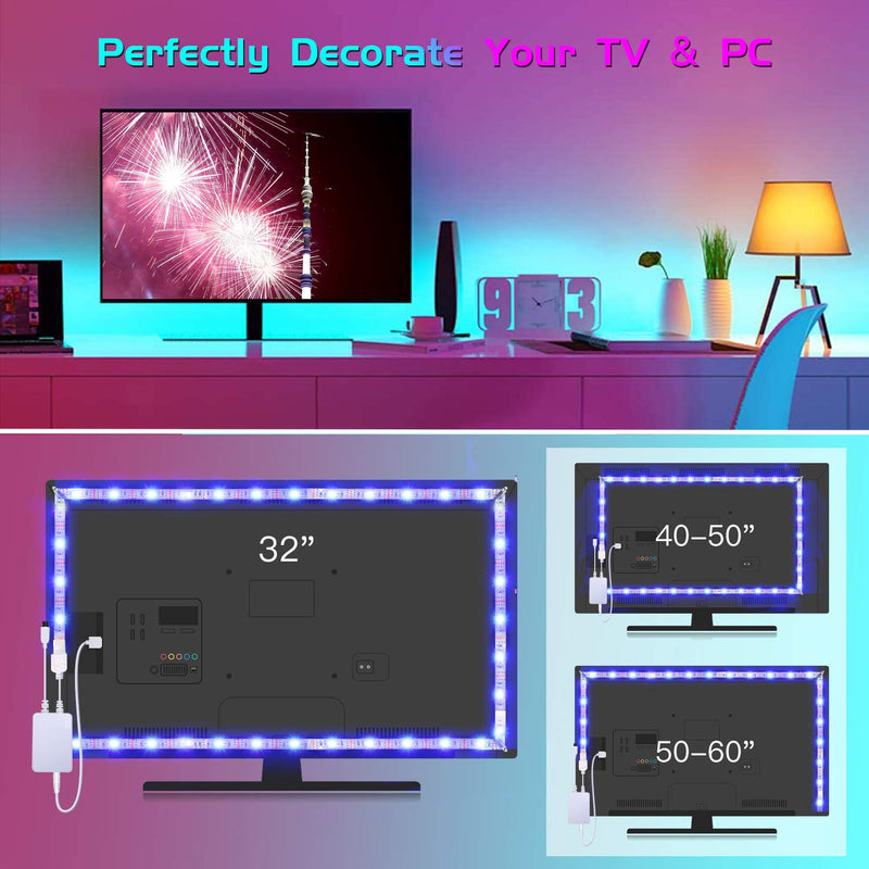 [AUSTRALIA] - TV LED Backlight, TASMOR 9.84ft Smart Led Strip Lights Works with Alexa Google Home WiFi APP Control Color Changing RGB Light Strip USB Powered with 40-Keys IR Remote Controller for 32-60in TV PC 