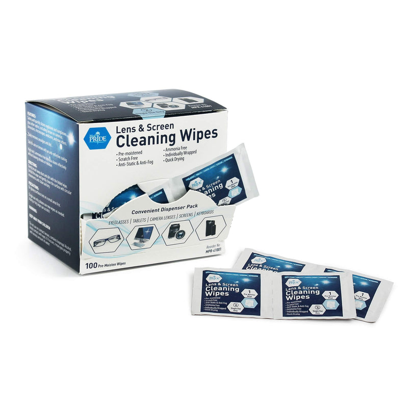 [AUSTRALIA] - Medpride Premoistened Lens Wipes| Anti-Static, Anti-Fog, Quick-Dry & Scratch-Free| Cleaning Cloths for LED Touch Screen, iPhones, iPads, Computer Monitors, Eyeglasses, Camera Lenses, Laptop (100) 100 