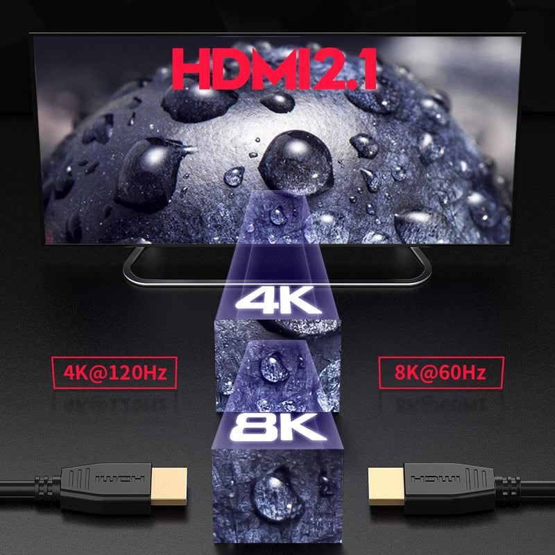 8K HDMI Cable 3ft 2Pack, BIFALE HDMI Cable 2.1 Support 8K@60Hz,4K@120Hz, Ultra-high Speed 48Gbps, Dynamic HDR, eARC Compatible with Apple TV, Switch, Xbox, PS4, Projector-1M2P 3FT-2P Black