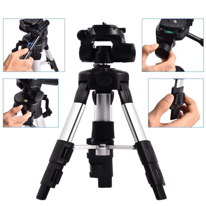 Mini Tripod 20 inches for Camera, papasbox Portable Desktop Aluminum Alloy Tripod with 3-Way Swivel Pan Head 1/4 inch Release Plate Mount for Camera, Smartphones, Ring Light Tabletop Tripod