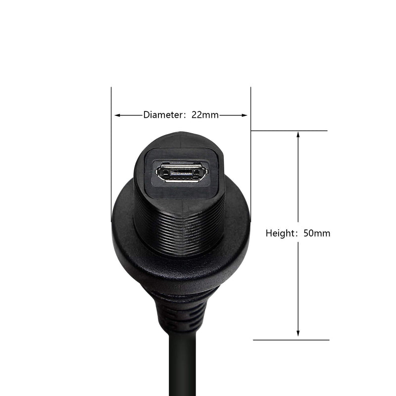 CERRXIAN 30cm DC 5.5 x 2.1 mm Male to Micro USB Female Mount Extension Dash Flush Power Cable for Car, Boat, Motorcycle, Truck Dashboard(DC-Micro)