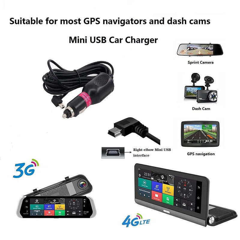 HKXLT- Car Mini USB Charger Cable, for Dash Cam,GPS Navigator,MP3 Player,Digital Camera Recharge, for 12V-24V Cars and Trucks car Power Adapter Cable