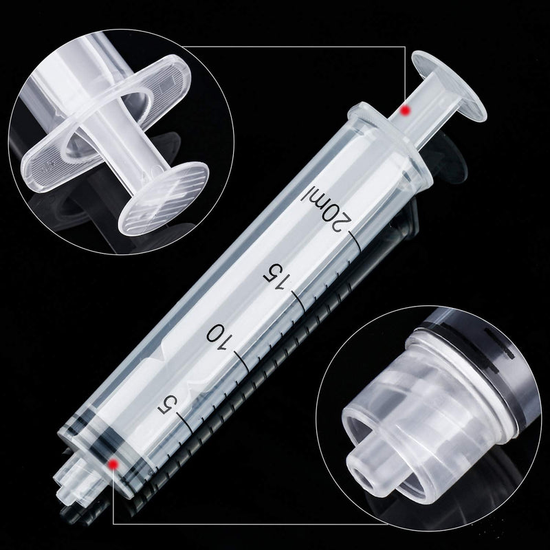 20 Pack Syringe Luer Lock, Syringe Without Needle, Plastic Curved Syringes for Epoxy Resin, Craft, Scientific Labs, Feeding Pets Animals, Oil or Glue Applicator (3 ML, 20 ML) 10 ML, 20 ML