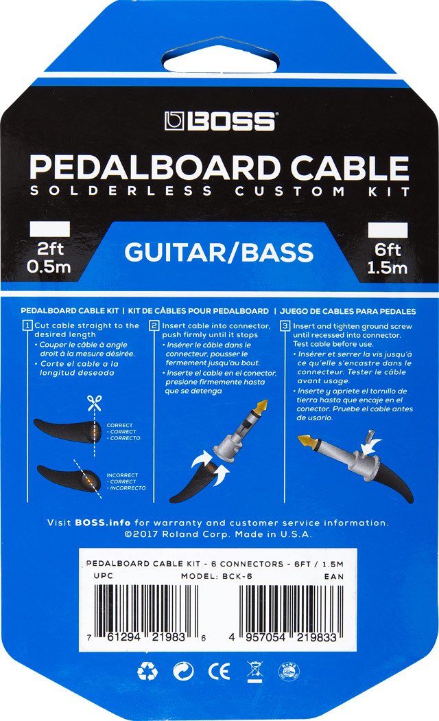 [AUSTRALIA] - BOSS Solderless Pedalboard Cable Kit, 10 ft (BCK-10) 