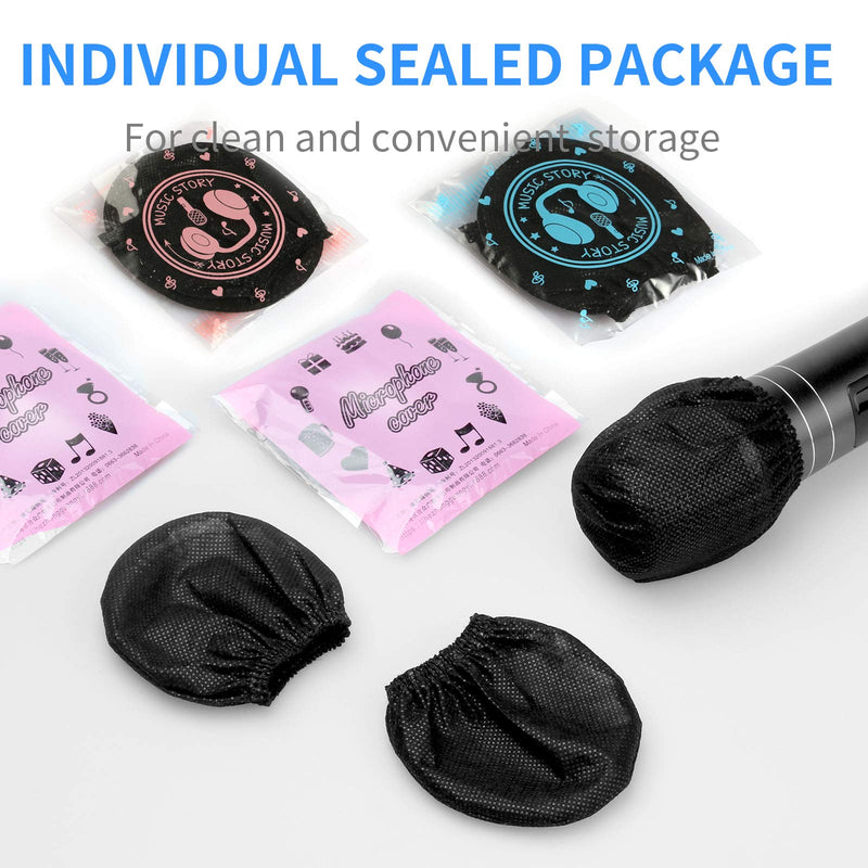 Microphone Cover 120 Pcs Microphone Covers Disposable Individually Wrapped Mic Cover For Sanitary Mic Covers Disposable For Mic Karaoke Microphone Windscreen & Pop Filters Black (120 pack- black) 120 pack- black