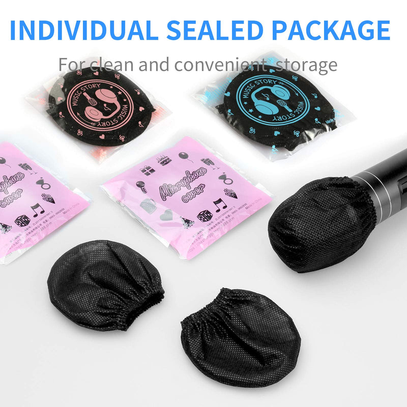 [AUSTRALIA] - Microphone Cover 240 Pcs Microphone Covers Disposable Individually Wrapped Mic Cover For Sanitary Mic Covers Disposable For Mic Karaoke Microphone Windscreen & Pop Filters Black (Black) 