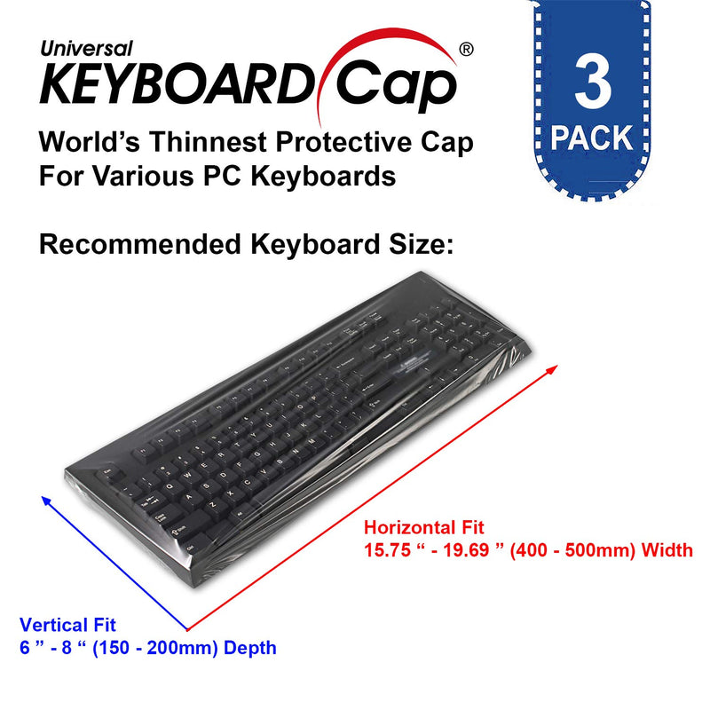 [3 Pack] Universal Fully Covered Flat Style 0.025mm Wipeable Superb Tactile Feeling Waterproof Anti-Dust Keyboard Cap Cover for Desktop Keyboard with Numeric Hospital/Dentist Use