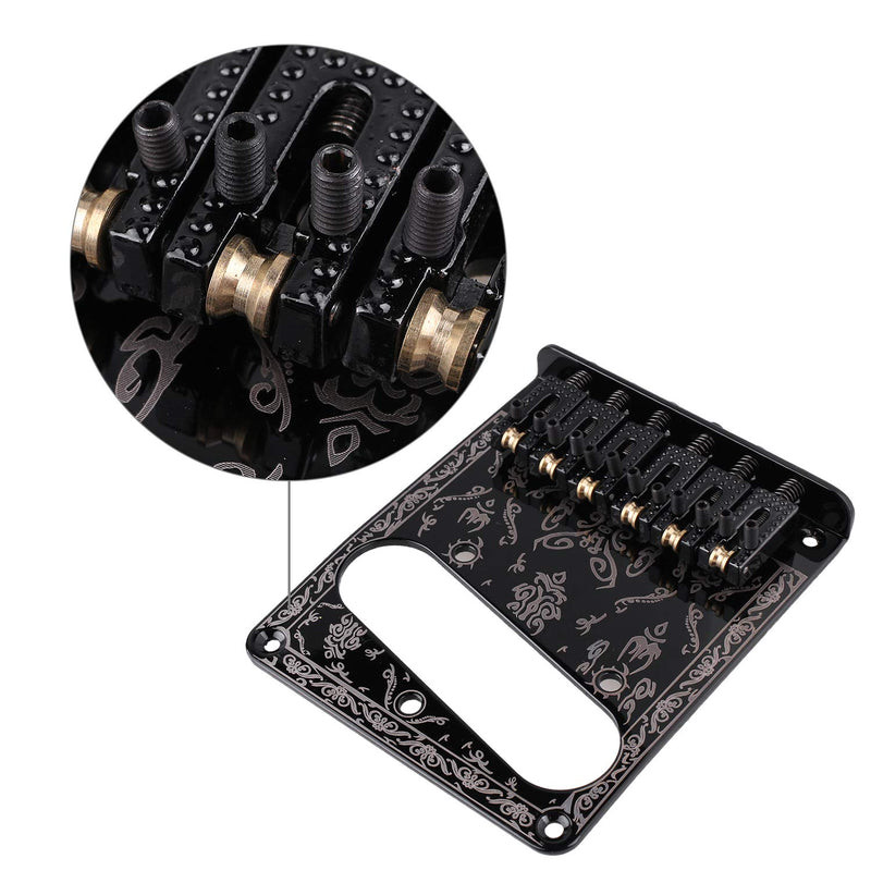 Black 6 String Carved Roller Saddle Bridge Plate for Telecaster Electric Guitar