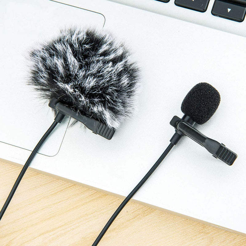KIWIFOTOS Lavalier Microphone, Professional Clip-on Lapel Mic Omnidirectional Condenser with 7M Cord for Camera/Smartphone for Recording Interview Video Vlog Conference Podcast Voice Dictation Single-Head Mic