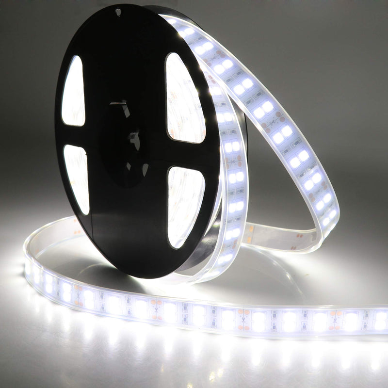 LEDENET 5M Double Row 600LEDs SMD 5050 LED Flexible Strip Lighting DC 12V Cold Cool White Waterproof Outdoor Use White (6000k) Waterproof IP67