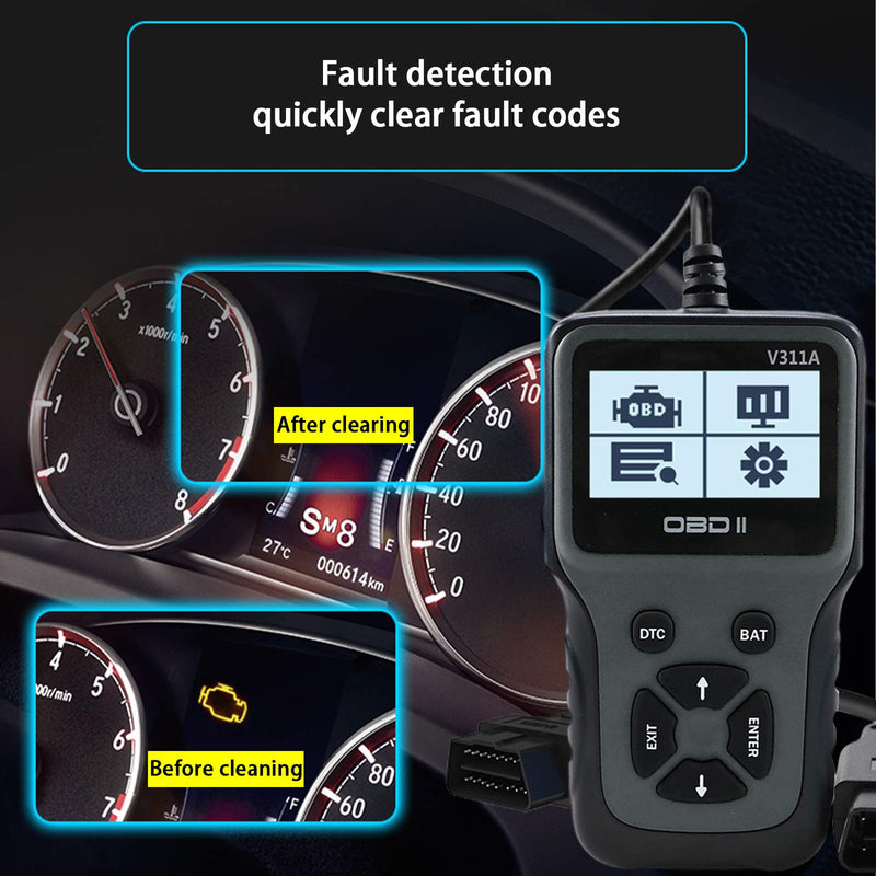 YiIinet V311 OBD2 Scanner Enhanced OBD II Vehicle Code Reader Automotive OBD2 Scanner Auto Check Engine Light Scan Tool… C