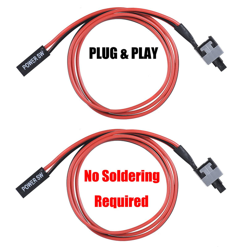 Warmstor 3 Pack 2 Pin SW PC Desktop Power Cable On/Off Push Button ATX Computer Switch Cord 45CM