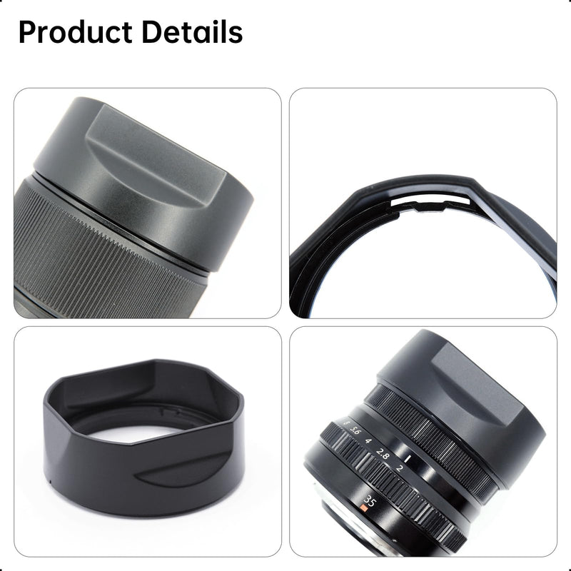 AMZPILOT Bayonet Square Camera Lens Hood Shade Fit for Fujifilm Fuji Fujinon XF 35mm f/2 R WR XF35mmF2, XF 23mm f2 R WR XF23mmF2 and XC 35mm F2 XC35mmF2 Lens Replace for Fujifilm LH-XF35-2