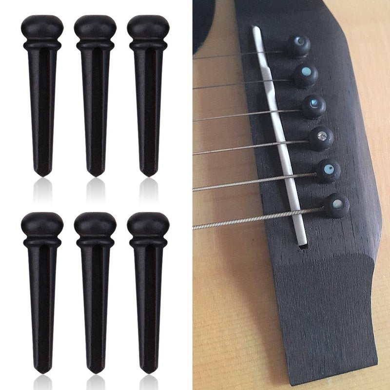 Guitar Bridge Pins, 6Pcs Ebony Folk Bridge Pins With Abalone Shell for 6 String Acoustic Folk Guitar