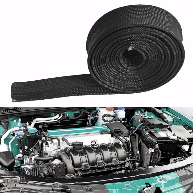 [AUSTRALIA] - LEDAUT Heat Hose Fiberglass Wrap Shield Sleeve 16FT-13MM(1/2") Wire Fuel Line Heat Shield Roll High Temp Black Colour Adjustable for Car Wire Loom cable Heat Shield Brake Line Cable Heat Shield 16FT-13MM(1/2") 