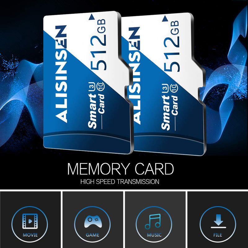 Micro SD Card 512GB Memory Card 512GB TF Card High Speed Micro Memory SD Card with A Free SD Card Adapter