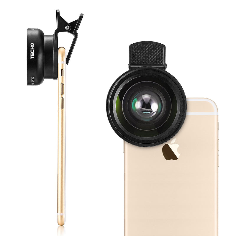 TECHO Universal Professional HD Camera Lens Kit for iPhone X / 8 / 8 Plus / 7 / 6s, Cellphone (0.45x Super Wide Angle Lens, 12.5x Super Macro Lens)