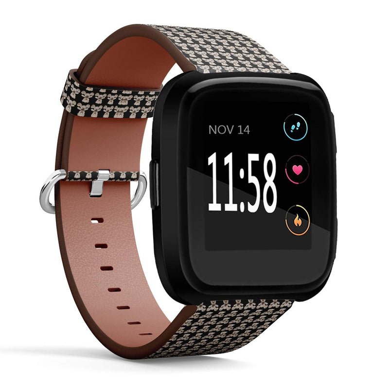 Compatible with Fitbit Versa/Versa 2 / Versa LITE - Quick Release Leather Wristband Bracelet Replacement Accessory Band - Teddy Bears