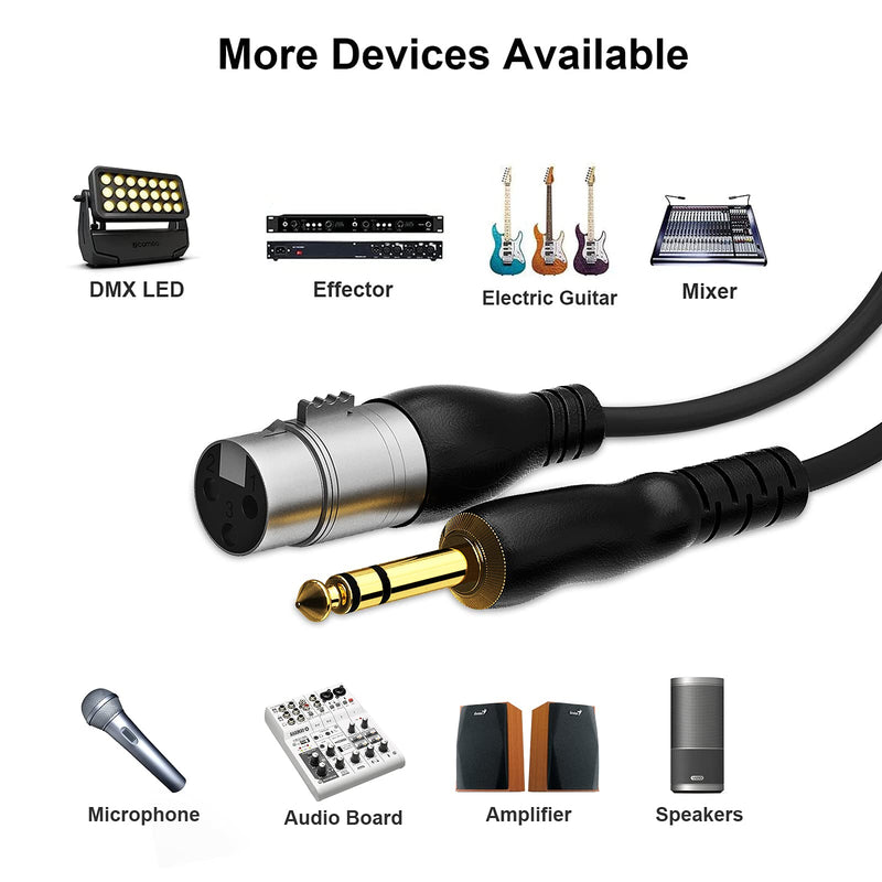 NUOSIYA Unbalanced 6.35mm TRS Jack to XLR Microphone Interconnect Cable TRS Male Stereo Cable (3M/10ft, 6.35TRS-XLR F) 3M/10ft