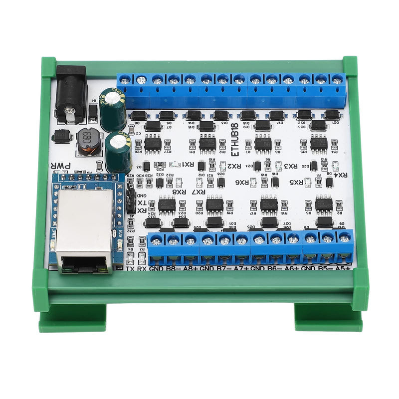 RJ45 to 8 RS485 Hub Converter, DC7‑30V Easy Wiring RJ45 to 8 RS485 Hub Module Compact Stable Performance for Industry (Hub Module with Housing) Hub Module with Housing