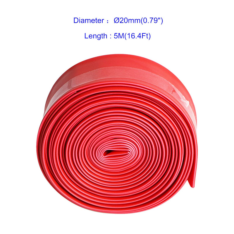 Aoje-Link 20mm ID Red Heat Shrink Tubing Shrinkable Tube 5M(16.4Ft) 1pcs 20mm x 5M(Ф * L)