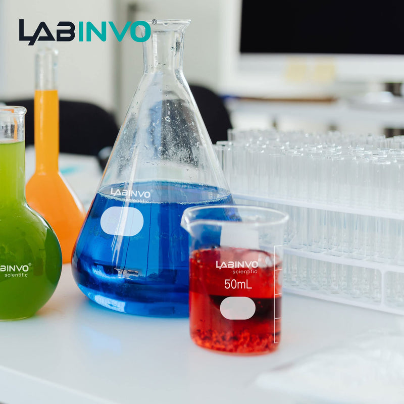 LABINVO Low Form Graduated Glass Beaker, 10pcs of Vol.50ml, 3.3 Borosilicate Glass, IN-BKL50 10 PCS of 50 mL