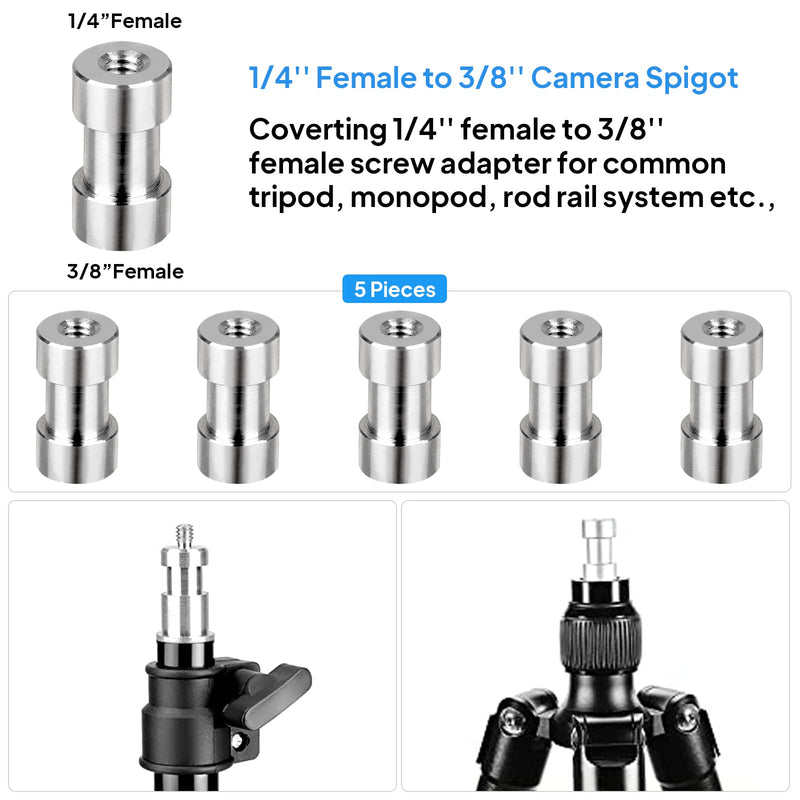 Camera Screw Set, 20PCS 1/4 to 1/4, 1/4 to 3/8 Screw Adapter Converter Threaded Screws Adapter Spigot Screw Mount Set Accessories for Camera Tripod Monopod Ballhead Flash Light Stand Shoulder Rig