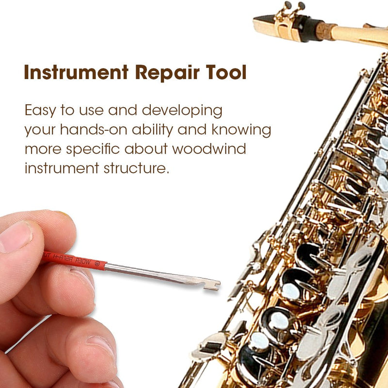 Steel Woodwind Repair Tool, Spring Hook for Sax Clarinet Oboe Flute Piccolo Bassoon (Random Color for Tube Sleeve)